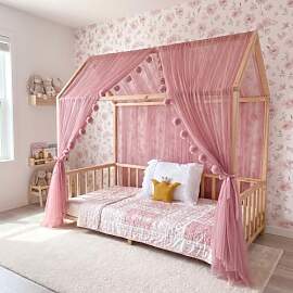 Baby Fancyroom Hausbett Himmel Betthimmel Altrosa