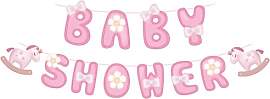 Baby Shower Girlande, Baby Shower Deko Girl, Rosa