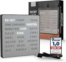 Bada Bing LED Wortuhr Silber mit Deutscher Wort