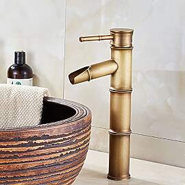 Badarmatur, Retro-Bronze-Waschtischarmatur, Heiß- 