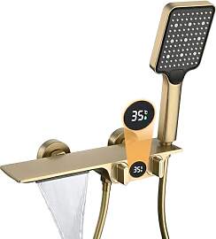 Badewannenarmatur mit Handbrause Gebürstetes Gold 
