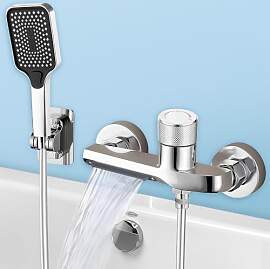 Badewannenarmatur mit Handbrause, Wasserfall