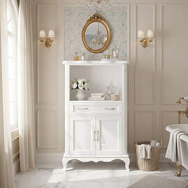 Badezimmer Hochschrank Vintage Design lackiert
