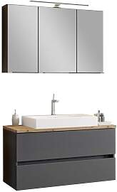 Badezimmer Pienza mit LED ca. 100 cm Grau/Eiche