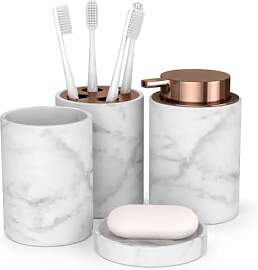 Badezimmer Set 4 TLG Marmor – Badaccessoires Set 