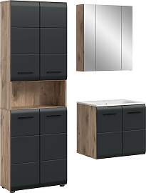 Badezimmer-Set WELLTIME, schwarz (nox oak nb,