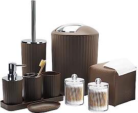 Badezimmer-Zubehör-Set,10-teiliges braunes
