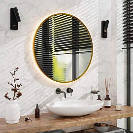 Badezimmerspiegel - Rund - 80 cm - Gold Rahmen -