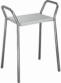Badhocker, Weiß, Chrom, Metall, Kunststoff,