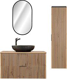 BADMÖBEL 100.6cm Gaia 2er-Set Holz in Eichenoptik 
