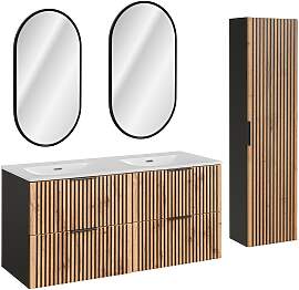 BADMÖBEL 120.4cm Gaia 2er-Set Holz in Eichenoptik 