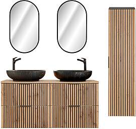 BADMÖBEL 120.6cm Gaia 2er-Set Holz in Eichenoptik 