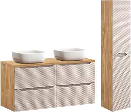 BADMÖBEL 120cm Elora 2er-Set Beige und Holz
