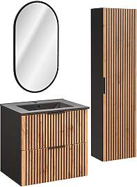 BADMÖBEL 60.2cm Gaia 2er-Set Holz in Eichenoptik