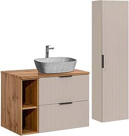 BADMÖBEL 80.6cm Adriel 2er-Set Beige