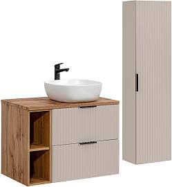 BADMÖBEL 80.6cm Adriel 2er-Set Beige