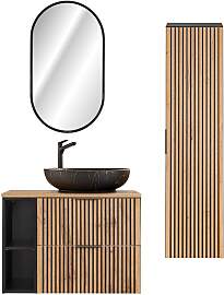 BADMÖBEL 80.6cm Gaia 2er-Set Holz in Eichenoptik