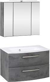 Badmöbel-Set 3-tlg inkl. LED Stockholm 80cm Weiß