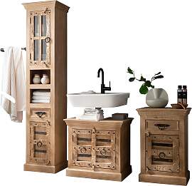 Badmöbel-Set SIT, beige (natur), 1 Hochschrank, 1 
