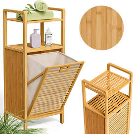 Badregal Wäschekorb Bambus 43L Wäschesack