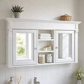Bad Spiegelschrank Landhausstil 2-türig altweiß