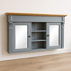 Bad Spiegelschrank Landhausstil fehgrau, Kranz