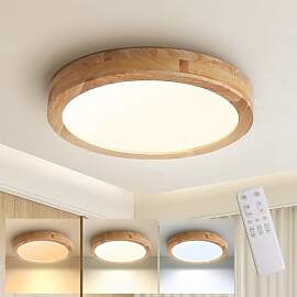 Baerolc LED Deckenleuchte Holz, 50CM Dimmbare