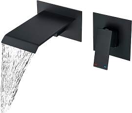 BAITUJIE Wasserhahn Wandmontage Schwarz Wasserfall 