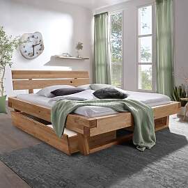 Balkenbett Muscari Wildeiche Massivholz mit