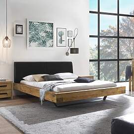 Balkenbett Okondo Wildeiche Vintage Massivholz