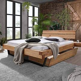 Balkenbett Rubus Wildeiche Massivholz mit