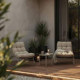 Balkonset Elia Creme Metall/Outdoorstoff