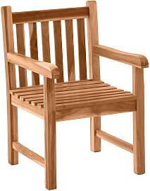 Balkonstuhl aus Teak Massivholz Armlehnen