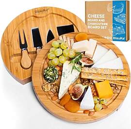 Bambus Käsebrett mit Käsemesser Set – 25cm