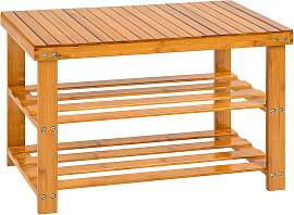 Bambus Schuhbank mit 2 Ebenen und Sitzbank