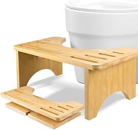 Bambus Toilettenhocker, Faltbar Badezimmerhocker,