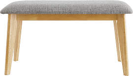 Bank aus Hevea-Holz und hellgrauem Stoff ELION