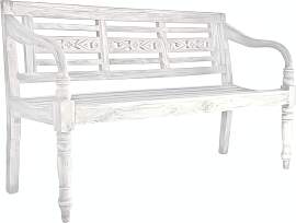 Bank MOYO, 3-Sitzer, Mahagoni, weiß-antik