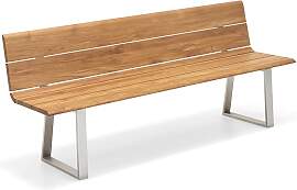 Bank Nova Edelstahl - 200 cm Teak gebürstet