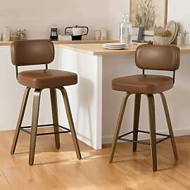 Barhocker 2er Set mit Lehne 65 cm Sitzhöhe, 360° 