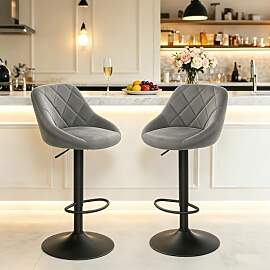 Barhocker 2er Set, Samt Barstühle mit