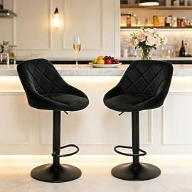 Barhocker 2er Set, Samt Barstühle mit