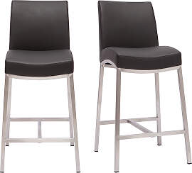 Barhocker Aluminium gebürstet PU schwarz