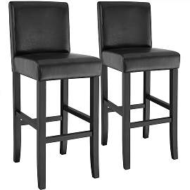 Barhocker aus Kunstleder - schwarz, 2er Set