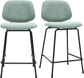 Barhocker aus Samt-Effekt-Textil in Celadon-Grün