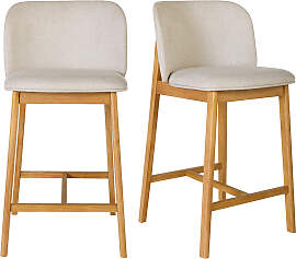Barhocker aus Stoff in Beige Samtoptik und hellem