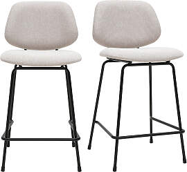 Barhocker aus Stoff in Samtoptik beige und Metall