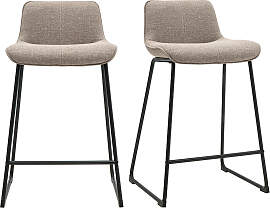 Barhocker aus taupefarbenem Stoff und schwarzem