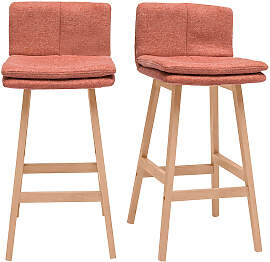 Barhocker aus terrakottafarbenem Stoff mit