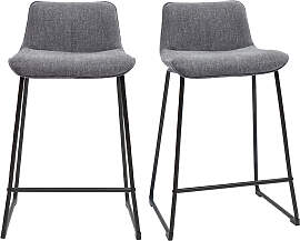 Barhocker grauer Stoff mit Samteffekt und Metall